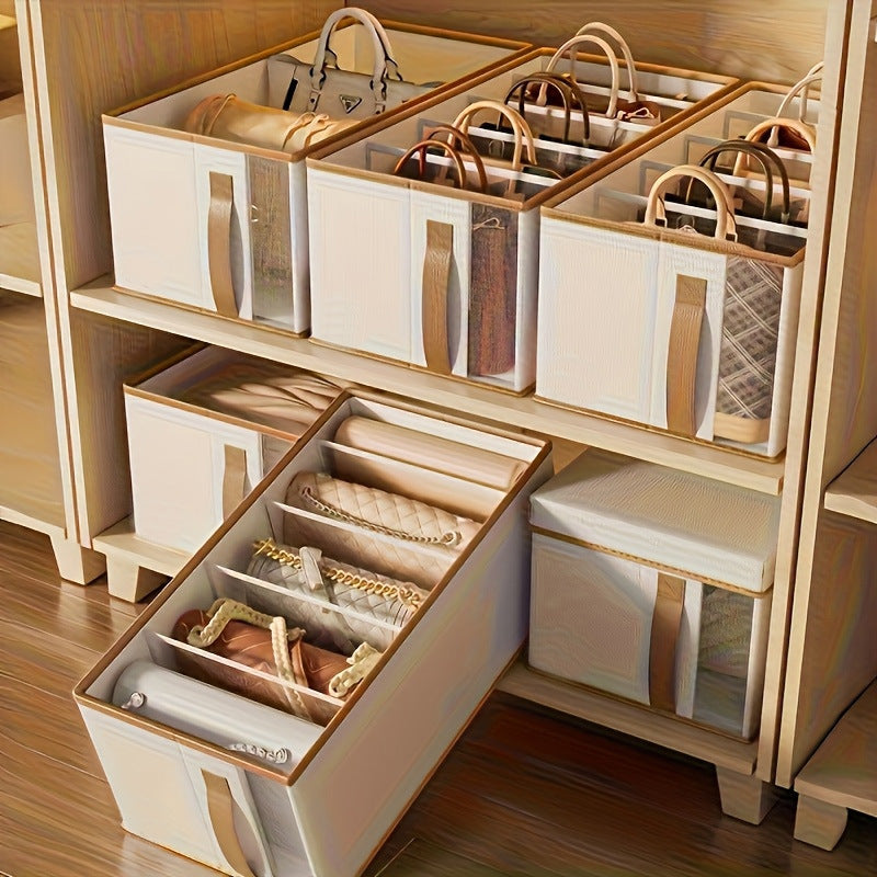 Fabric Handbag & Purse Organizer with Dividers and Clear Front Windowm