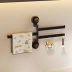 Wall-Mounted Swivel Kitchen Towel Rack with Hooks