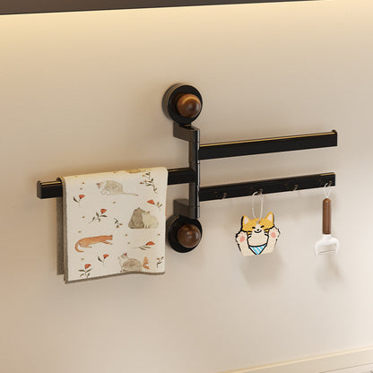 Wall-Mounted Swivel Kitchen Towel Rack with Hooks