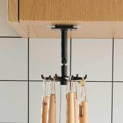 Wall-Mounted Rotating Multi-Hook Kitchen Utensil Organizer