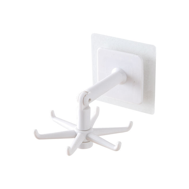 Wall-Mounted Rotating Multi-Hook Kitchen Utensil Organizer