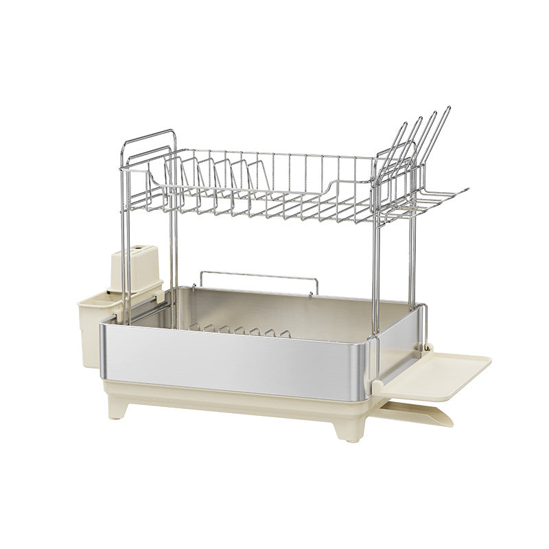 Large-Capacity Dish Drying Rack with Drainboard, Stemware Holder & Utensil Caddy