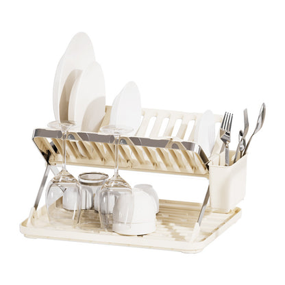 Large-Capacity Dish Drying Rack with Drainboard, Stemware Holder & Utensil Caddy