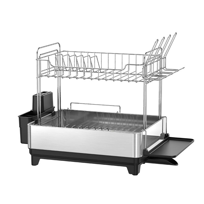 Large-Capacity Dish Drying Rack with Drainboard, Stemware Holder & Utensil Caddy