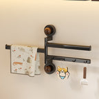 Wall-Mounted Swivel Kitchen Towel Rack with Hooks