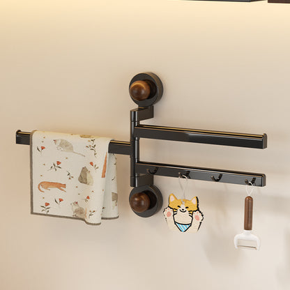 Wall-Mounted Swivel Kitchen Towel Rack with Hooks