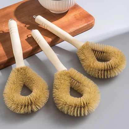 Long-Handle Natural-Fiber Style Dish & Pot Scrub Brush