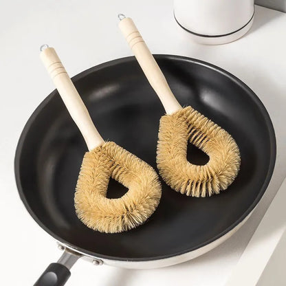 Long-Handle Natural-Fiber Style Dish & Pot Scrub Brush