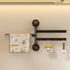 Wall-Mounted Swivel Kitchen Towel Rack with Hooks