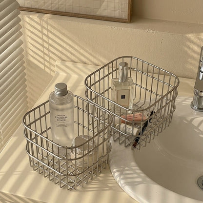 Metal Wire Storage Basket for Desk, Pantry & Household Organization