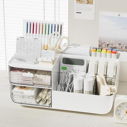 Multi-Compartment Desktop Organizer with Drawers for Pens, Stationery & Office Supplies