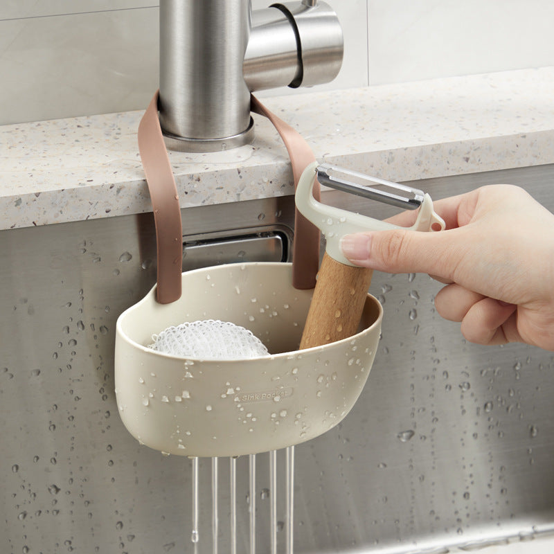 Faucet-Hanging Sink Caddy Basket for Sponges & Kitchen Tools